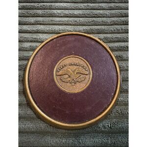 Vintage First American Eagle Emblem Coaster, Bronze Tone‎ Trim Cork Base